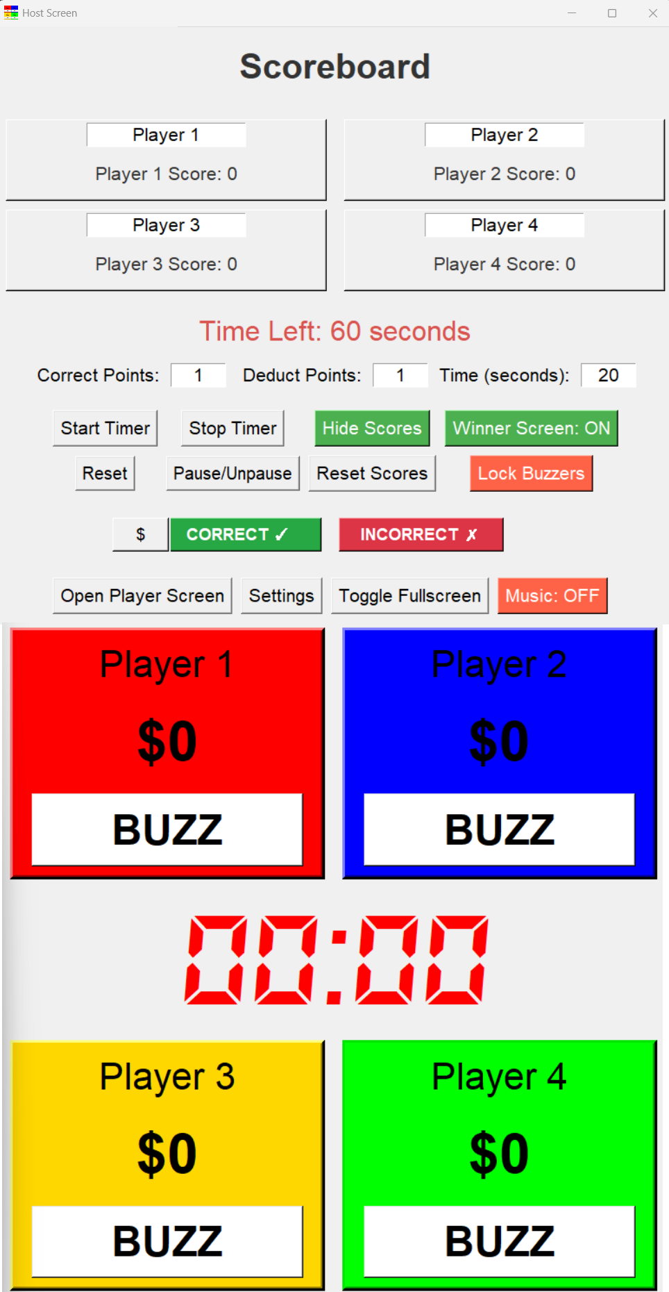 Buzzer scoreboard software